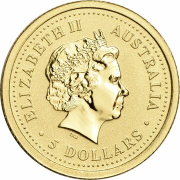 2004 5 Dollars – Elizabeth II (4th Portrait – Year of the Monkey – Gold Bullion Coin)