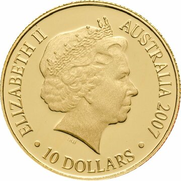 2007 10 Dollars – Elizabeth II (4th Portrait – The Ashes 1882-2007- Gold Proof)