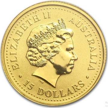 1998-1999 15 Dollars – Elizabeth II (4th Portrait – Australian Nugget Gold)