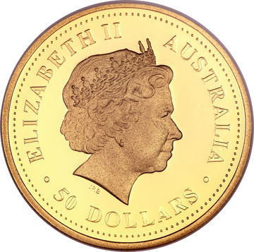 2008 50 Dollars – Elizabeth II (4th Portrait – Dolphins – Gold Bullion Coin)