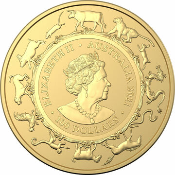2021 100 Dollars – Elizabeth II (6th Portrait – Year of the Ox – Gold Bullion)
