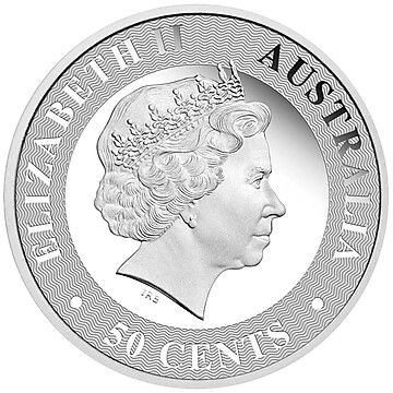 50 Cents – Elizabeth II (4th Portrait – Kangaroo – Silver Bullion Coin)