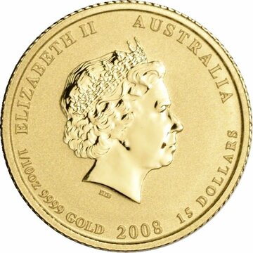 2008 15 Dollars – Elizabeth II (4th Portrait – Year of the Mouse – Gold Bullion Coin)