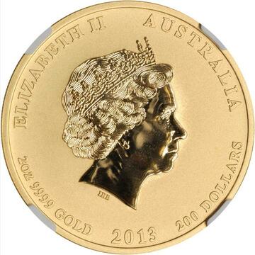 2013 200 Dollars – Elizabeth II (4th Portrait – Year of the Snake – Gold Bullion Coin)