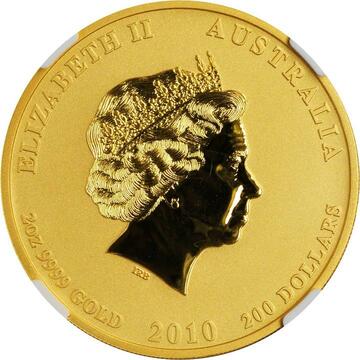 2010 200 Dollars – Elizabeth II (4th Portrait – Year of the Tiger – Gold Bullion Coin)