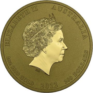 2012 200 Dollars – Elizabeth II (4th Portrait – Year of the Dragon – Gold Bullion Coin)