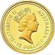 1987 15 Dollars – Elizabeth II (3rd Portrait – Australian Nugget – Gold Proof)