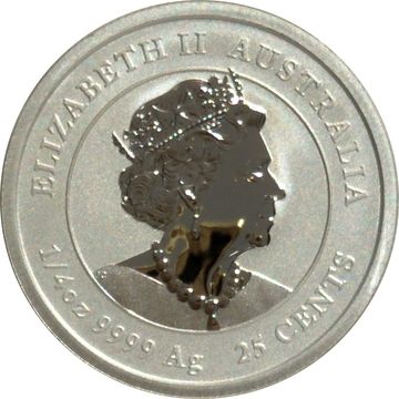 25 Cents – Elizabeth II (6th Portrait – Year of the Tiger – Silver Bullion Coin Coloured)
