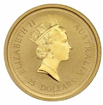 1995-1996 25 Dollars – Elizabeth II (3rd Portrait – Australian Nugget – Gold Bullion Coin)