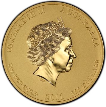 2011 200 Dollars – Elizabeth II (4th Portrait – Year of the Rabbit – Gold Bullion Coin)