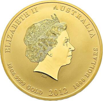 2012 1000 Dollars – Elizabeth II (4th Portrait – Year of the Dragon – Gold Bullion Coin)