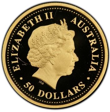 2008 50 Dollars – Elizabeth II (4th Portrait – Dingo – Gold Bullion Coin)