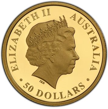 2013 50 Dollars – Elizabeth II (4th Portrait – Australian Kookaburra – Gold Bullion Coin)