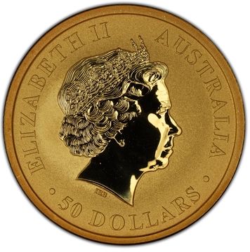 2012 50 Dollars – Elizabeth II (4th Portrait – Australian Kangaroo – Gold Bullion Coin)