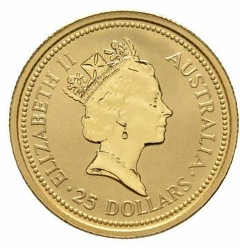 1992-1993 25 Dollars – Elizabeth II (3rd Portrait – Australian Kangaroo – Gold Bullion Coin)