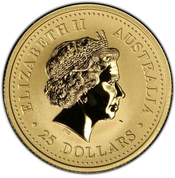 1999-2000 25 Dollars – Elizabeth II (4th Portrait – Kangaroo Gold Nugget)