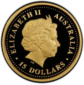 2006 15 Dollars – Elizabeth II (4th Portrait – Grey Kangaroo – Gold Proof)