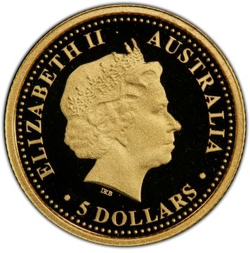 2007 5 Dollars – Elizabeth II (4th Portrait – Common Wombat; Gold Proof)