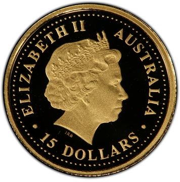 2007 15 Dollars – Elizabeth II (4th Portrait – Great White Shark; Gold proof)