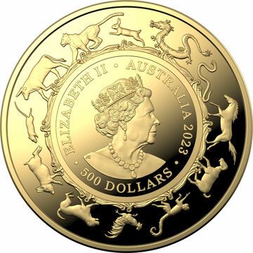 2023 500 Dollars – Elizabeth II (6th Portrait; Posthumous – Year of the Rabbit; Gold Bullion)