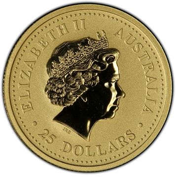 2007 25 Dollars – Elizabeth II (4th Portrait – Year of the Pig – Gold Bullion Coin)
