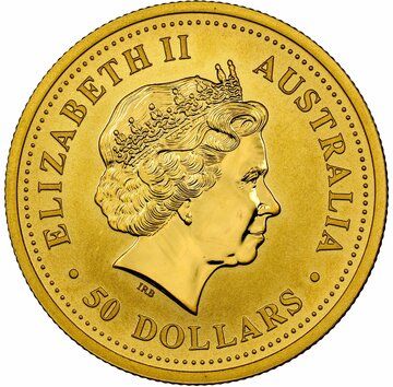 2004 50 Dollars – Elizabeth II (4th Portrait – Year of the Monkey – Gold Bullion Coin)