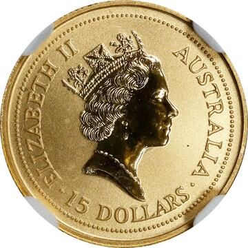 1994-1995 15 Dollars – Elizabeth II (3rd Portrait – Australian Kangaroo – Gold Bullion Coin)
