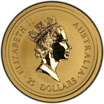 1997-1998 25 Dollars – Elizabeth II (3rd Portrait – Australian Nugget – Gold Bullion Coin)