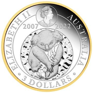 3 Dollars – Elizabeth II (6th Portrait – Koala – Gilded Silver Bullion Coin)