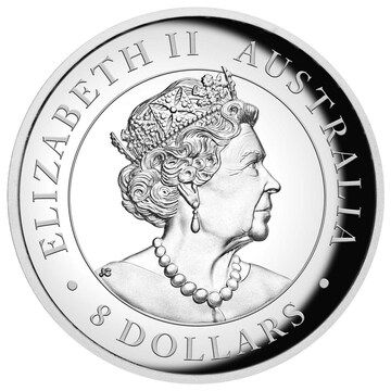 8 Dollars – Elizabeth II (6th Portrait – Australian Kookaburra – Silver Proof High Relief)