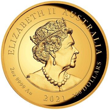 2021 200 Dollars – Elizabeth II (6th Portrait – Dragon – Gold Proof High Relief)