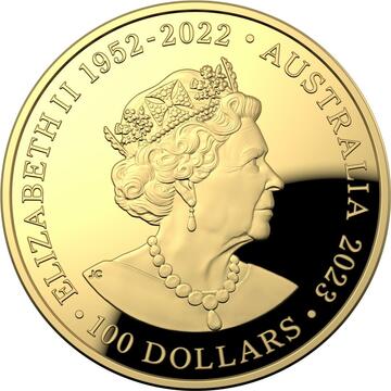 2023 100 Dollars – Elizabeth II (6th Portrait; In the name of – 50th Anniversary Sydney Opera House – Gold Proof)