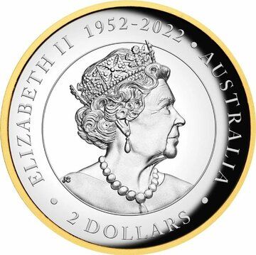 2 Dollars – Elizabeth II (6th Portrait; In the name of – Australian Wedge-Tailed Eagle; Silver Gilded)