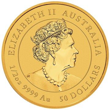 2023 50 Dollars – Elizabeth II (6th Portrait; Posthumous – Year of the Rabbit – Gold Bullion)