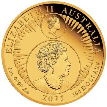 2021 100 Dollars – Elizabeth II (6th Portrait – Australian Nugget – Gold Coin)