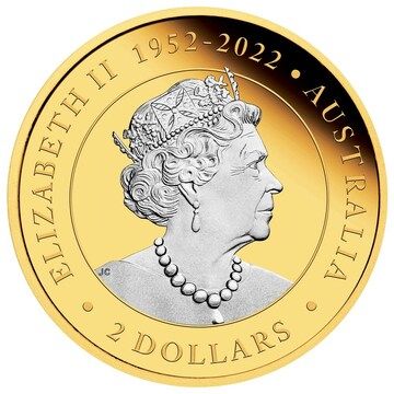 2 Dollars – Elizabeth II (6th Portrait; In the name of – Kangaroo – Silver Gilded)