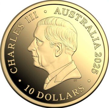 2025 10 Dollars – Charles III (1st Portrait – 60 Years of the Royal Australian Mint; Gold Proof)
