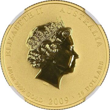 2009 25 Dollars – Elizabeth II (4th Portrait – Year of the Ox – Gold Bullion Coin)