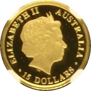 2010 15 Dollars – Elizabeth II (4th Portrait – Saltwater Crocodile; Gold Proof)