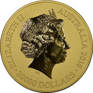 2016 30,000 Dollars – Elizabeth II (4th Portrait – Year of the Monkey – Gold Bullion Coin)
