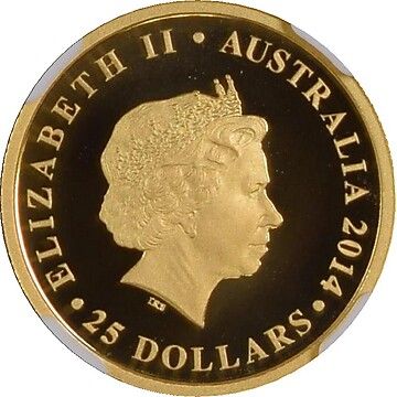 2014 25 Dollars – Elizabeth II (4th Portrait – Great Barrier Reef)
