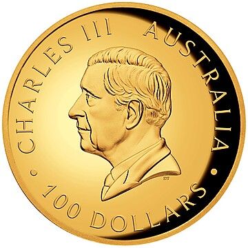 2025 100 Dollars – Charles III (1st Portrait – Australian Gold Swan – High Relief Proof)