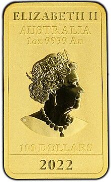 2022 100 Dollars – Elizabeth II (6th Portrait – Chinese Dragon Bullion Bar)