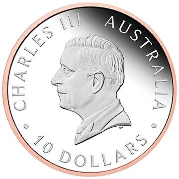 10 Dollars – Charles III (1st Portrait – Australian Wedge-tailed Eagle – Silver Proof Ultra High Relief Gilded)