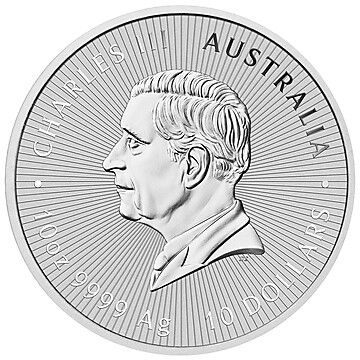 10 Dollars – Charles III (1st Portrait – Emu with Chicks – Silver; Piedfort)