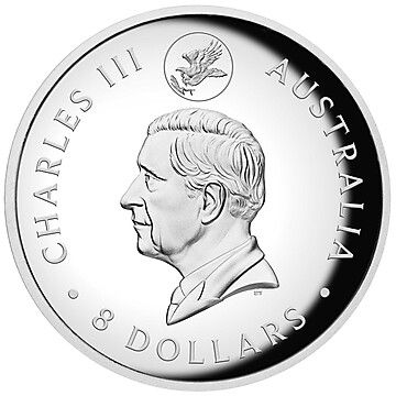 8 Dollars – Charles III (1st Portrait – Australian Wedge-tailed Eagle – Silver Proof High Relief)