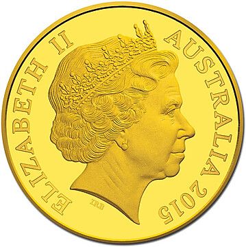 2015 10 Dollars – Elizabeth II (4th Portrait – Explorers’ First Sightings – Kangaroo – Gold Proof)