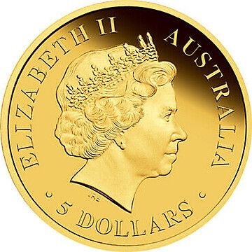 2010 5 Dollars – Elizabeth II (4th Portrait – Common Wombat – Gold Proof)