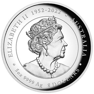 8 Dollars – Elizabeth II (6th Portrait; in the name of – Year of the Dragon – Silver Bullion – High Relief)
