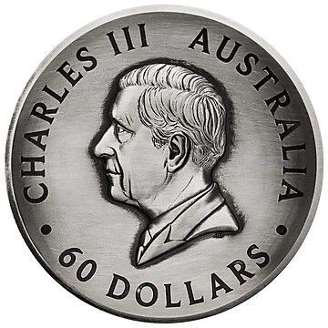 60 Dollars – Charles III (1st Portrait – Honey Bee – Silver Antiqued High Relief)